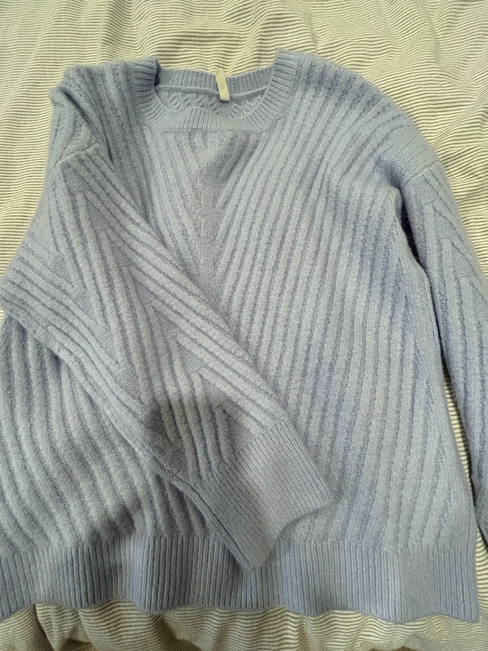 Pinkblush Light Blue Ribbed Crewneck Sweater